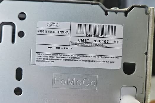 Ford Made in Mexico radio label with M serial CA6AM007174